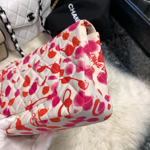 ❌SOLD❌Vintage Chanel coated canvas cc logo print classic clap medium 24k gold - Picture 8 of 12